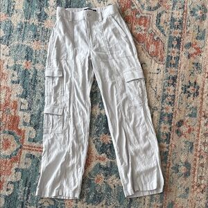 Hollister Women’s Linen Light Blue High Rise Cargo Pants